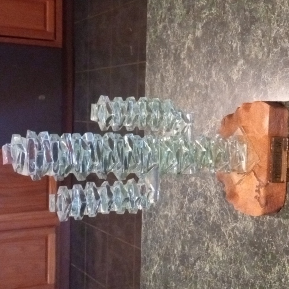 Glass cactus, plaque says Prescott AZ